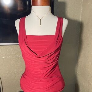 Y2K Express Red Crowl‎ Neck Top